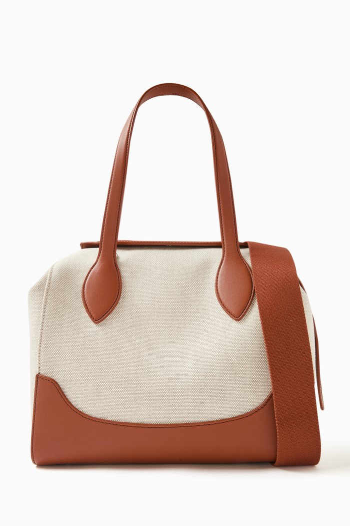 

M Happy Day Bag in Canvas & Leather, Brown