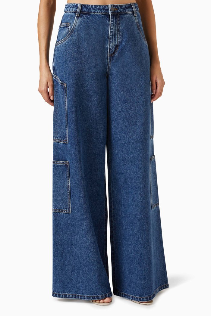 

Tovere Wide-leg Cargo Jeans in Denim, Blue