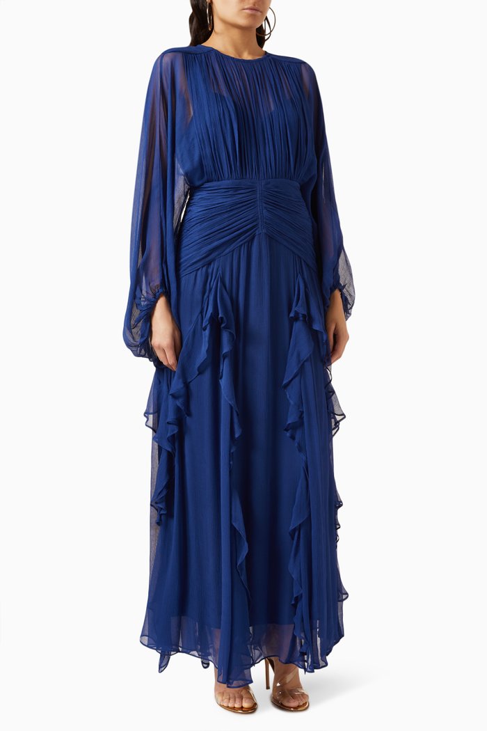 

Isola Balloon-sleeve Maxi Dress in Chiffon, Blue