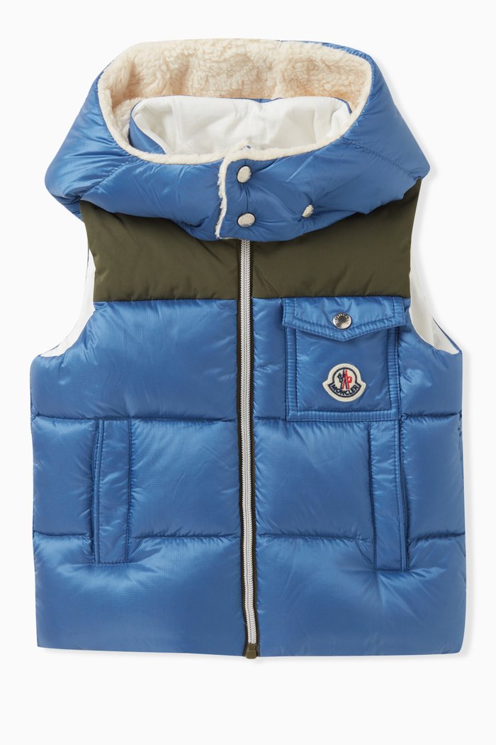 

Oust Hooded Puffer Vest in Nylon, Blue