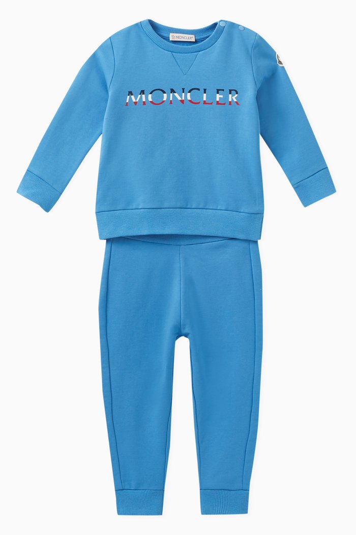 

Logo Print Sweatshirt and Sweatpants Set, Blue