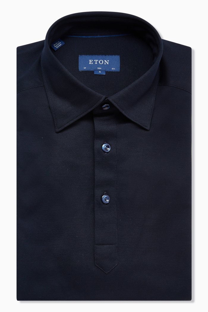 

Oxford Polo Shirt in Piqué-knit, Blue
