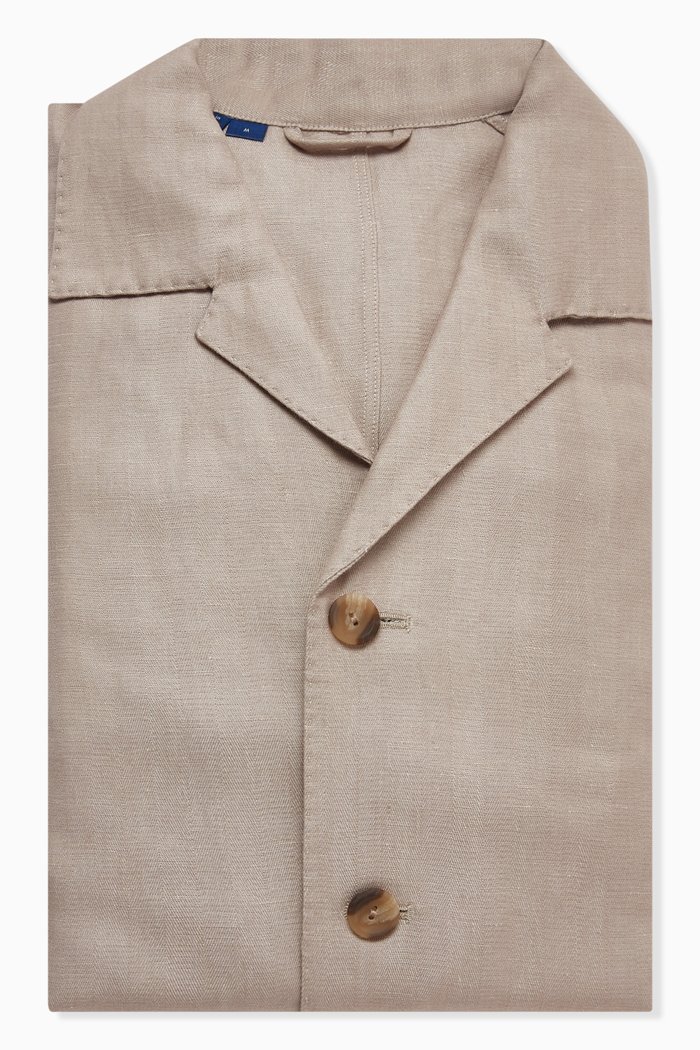 

Herringbone Overshirt in Linen-cashmere Blend, Neutral