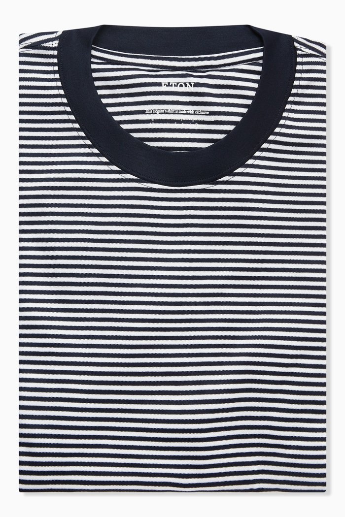 Striped T-shirt in Cotton-jersey, Blue