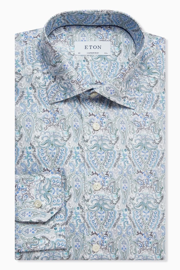 

Paisley-print Shirt in Cotton-Tencel™, Blue