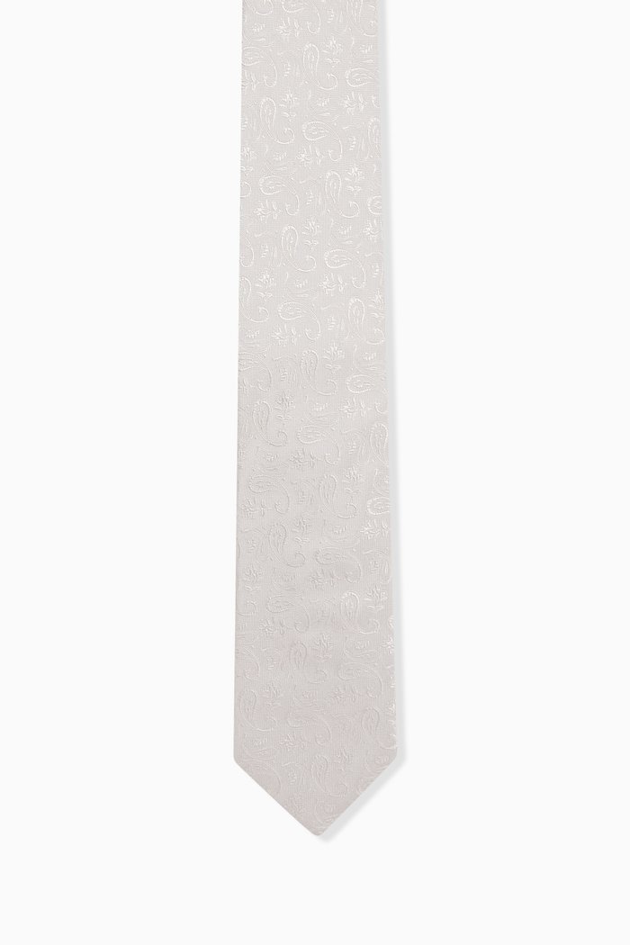 

Paisley Tie in Silk Jacquard, Grey