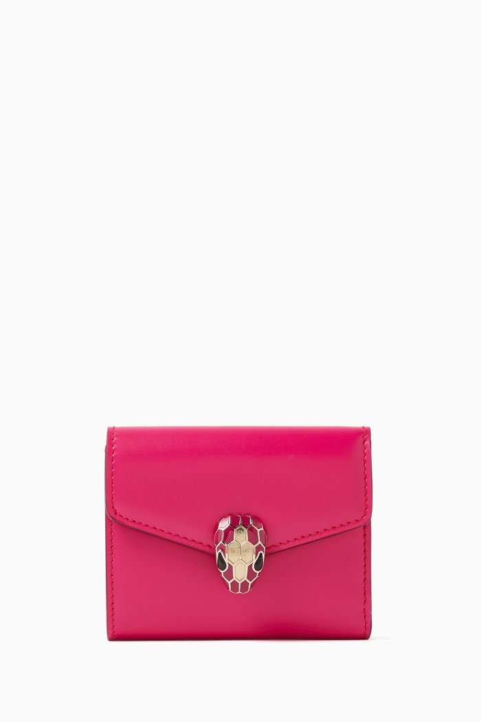 

Serpenti Forever Trifold Wallet in Leather, Pink
