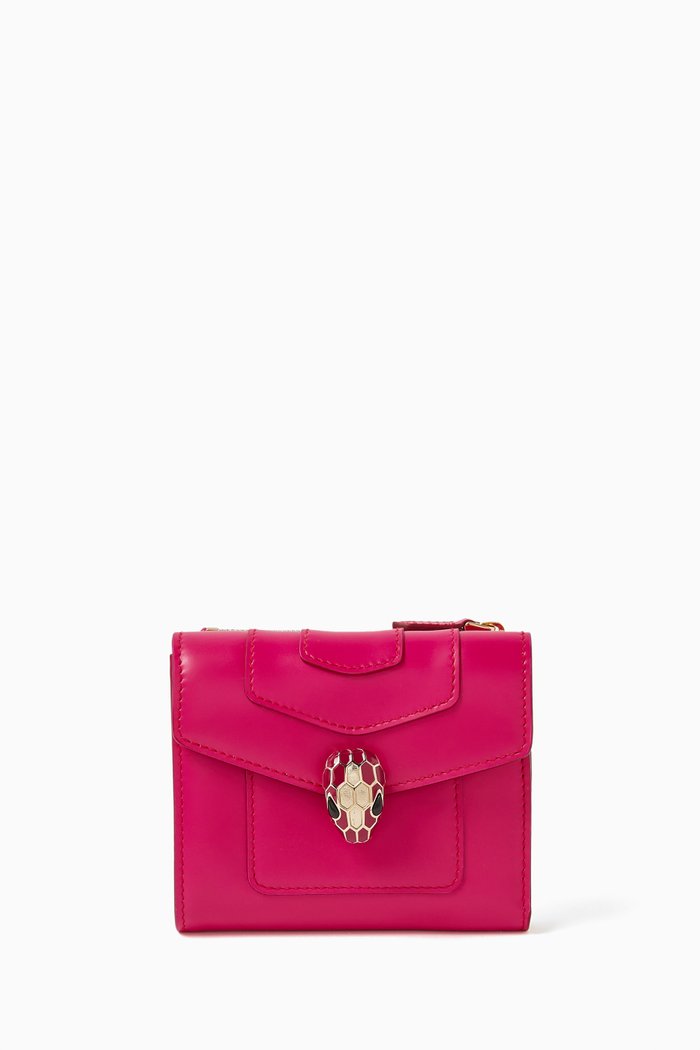 

Serpenti Forever Trifold Wallet in Leather, Pink