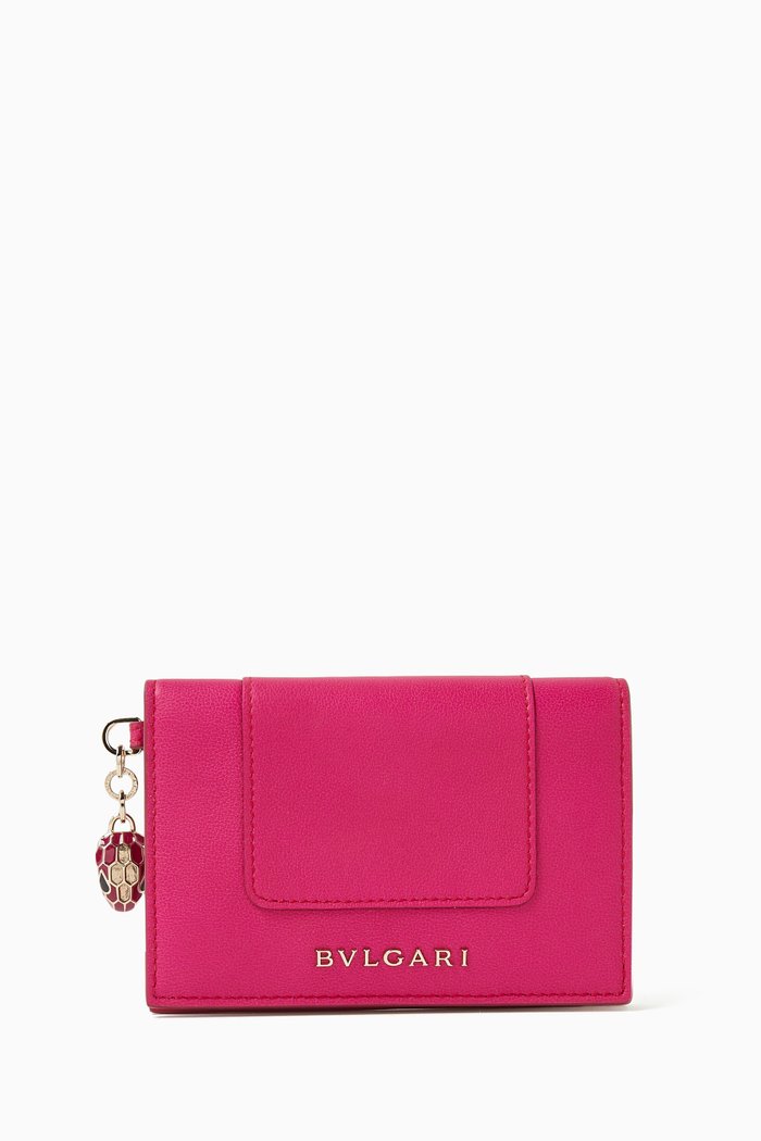 

Serpenti Forever Card Holder in Calf Leather, Pink