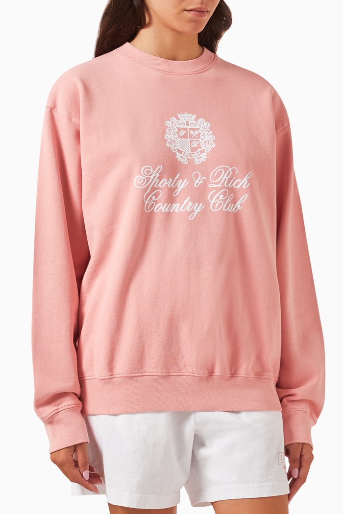 

Country Crest Sweatshirt in Cotton, Pink