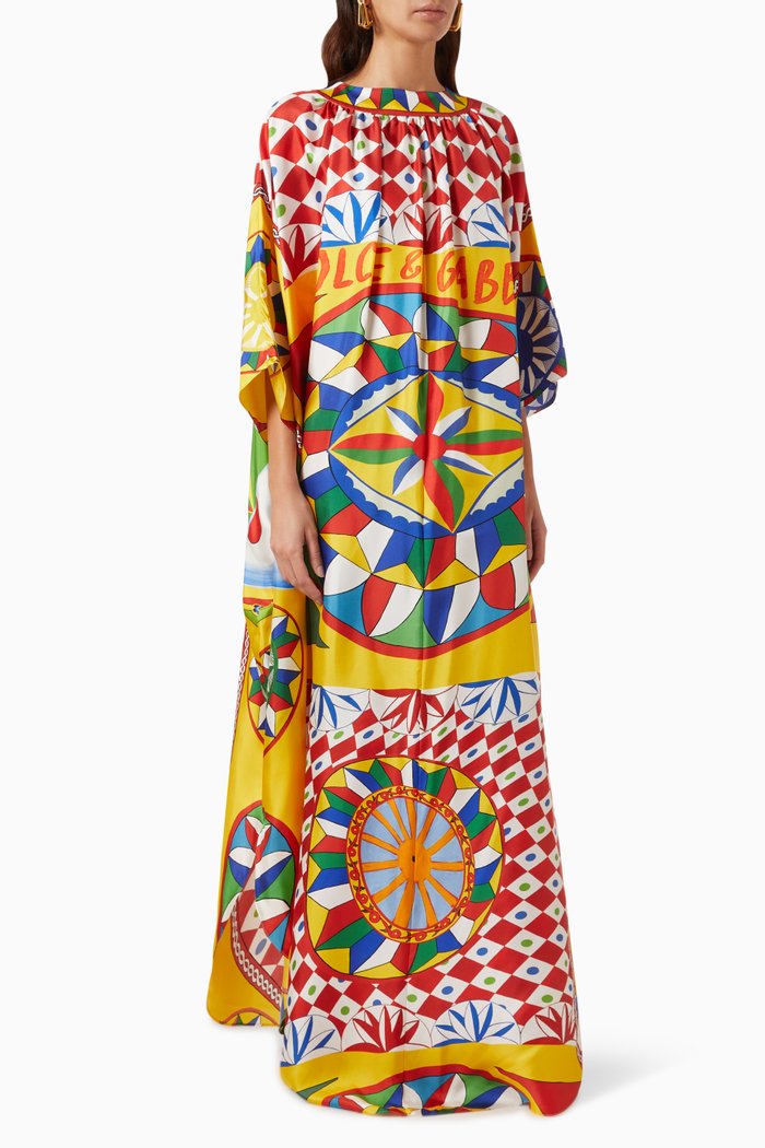 

Carretto-print Kaftan in Twill, Multicolour