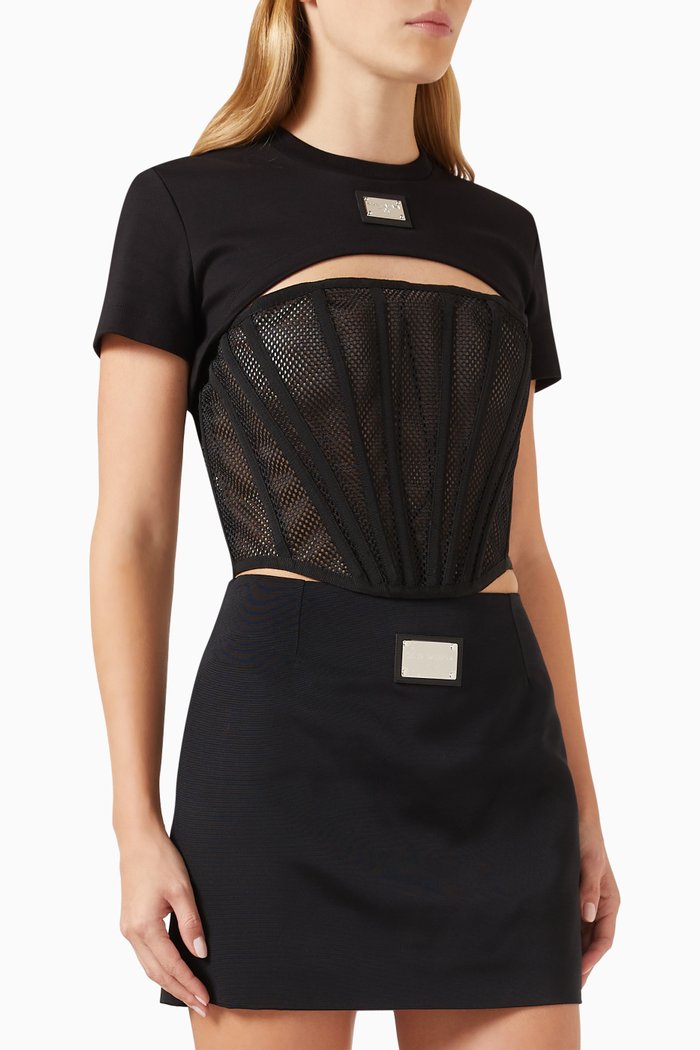 

Corset T-shirt in Jersey, Black