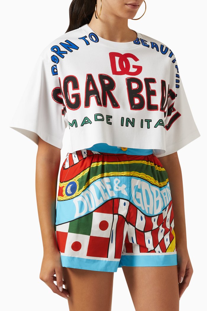 

Logo-print Crop T-shirt in Cotton-jersey, Multicolour