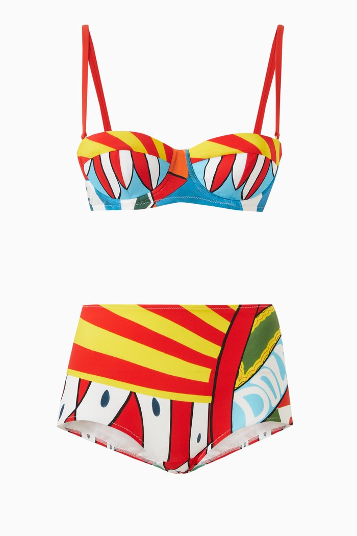 

Carretto-print Balconette Bikini Set, Multicolour