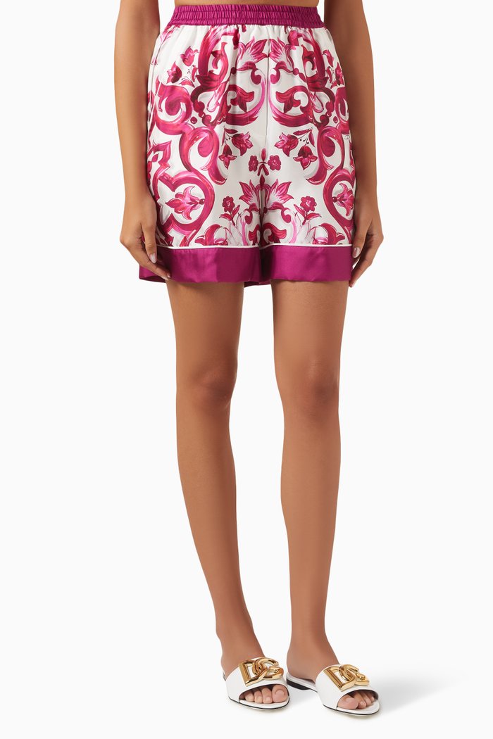 

Printed Shorts in Twill, Pink