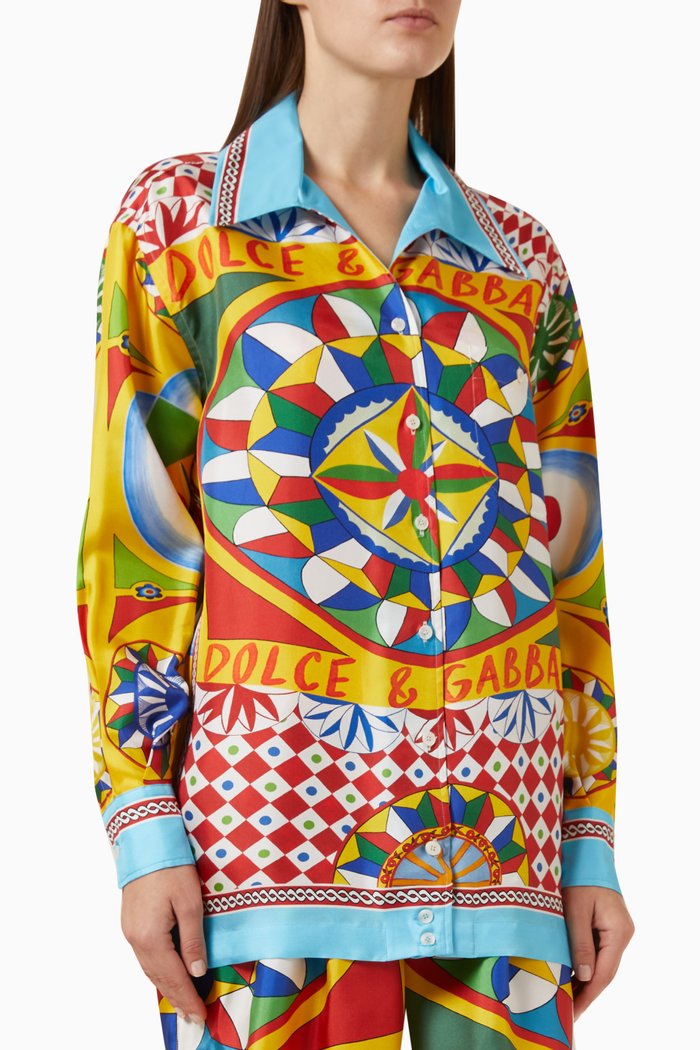 

Psychedelic Print Pyjama Shirt in Silk, Multicolour