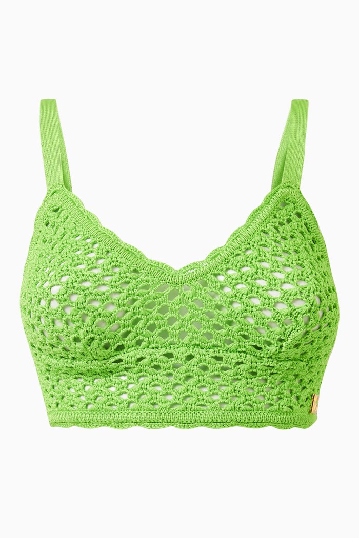 Crochet Bra Top in Viscose-knit, Green