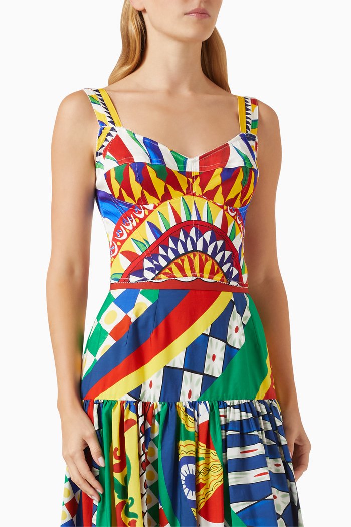 

Carretto-print Bustier Top in Charmeuse, Multicolour