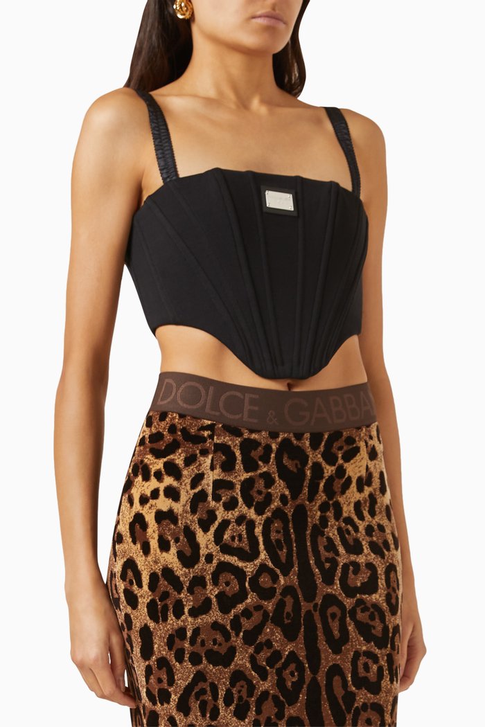 

Logo-plaque Crop Top in Cotton-jersey Blend, Black