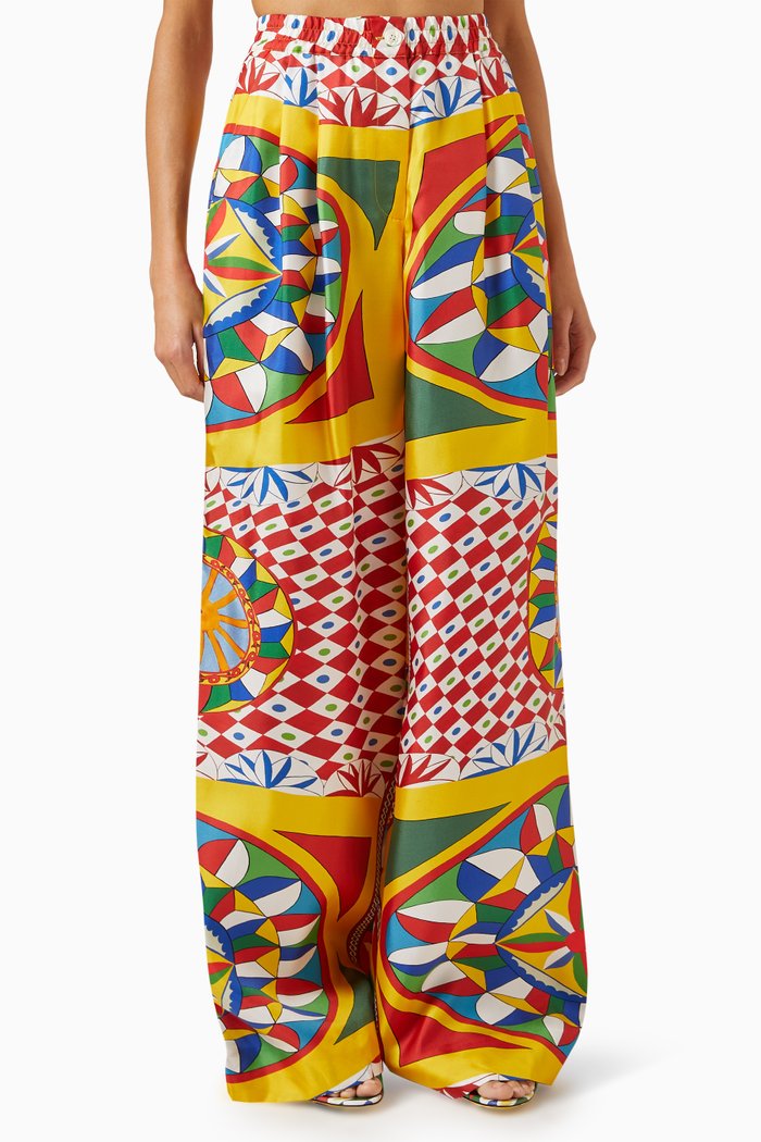 

Carretto-print Pyjama Pants in Silk-twill, Multicolour