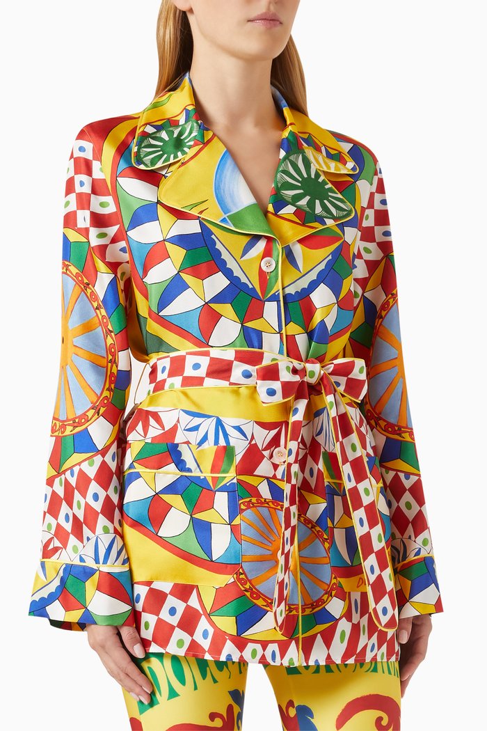 

Carretto-print Pajama Shirt in Twill, Multicolour