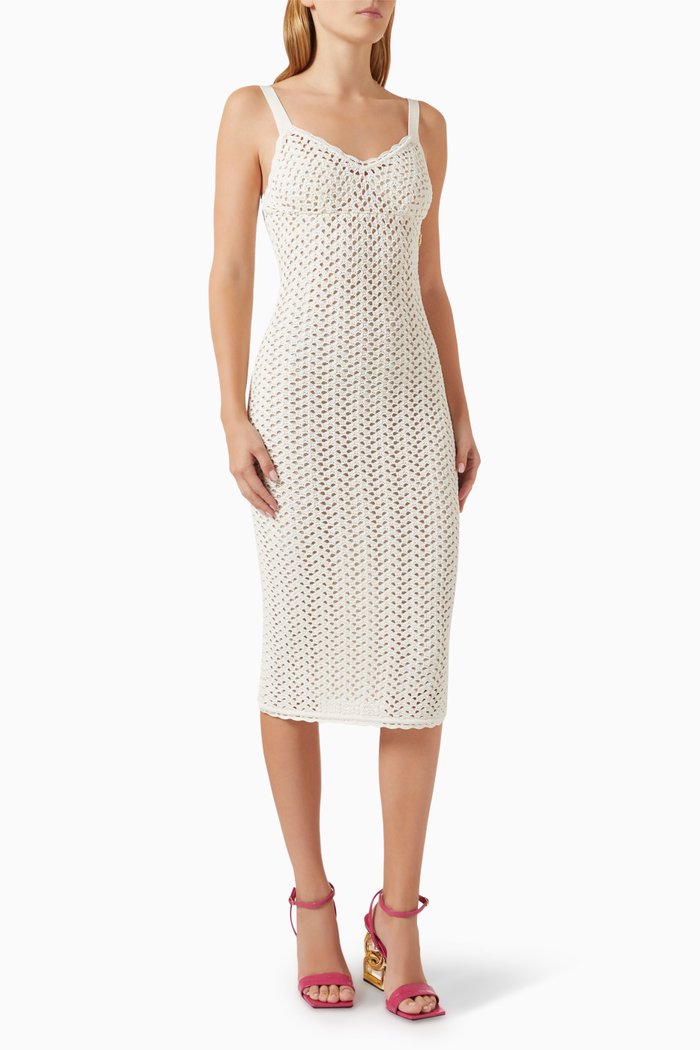Crochet Slip Dress, White