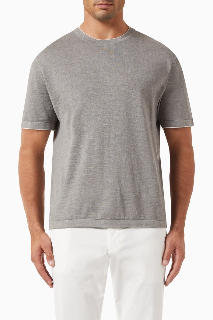 

Kolben T-shirt in Cotton-linen Blend, Grey