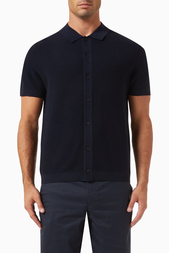 

Myhlo Breach Shirt in Cotton Blend Knit, Blue