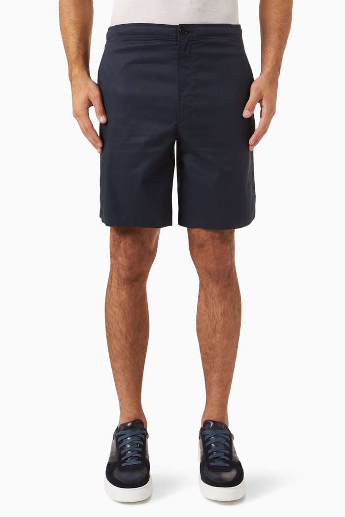 

Laurence Drawstring Shorts in Cotton Blend Twill, Blue