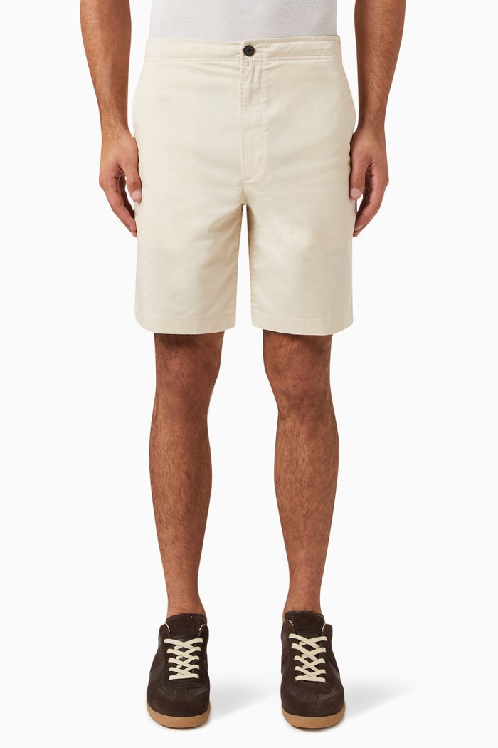 Laurence Drawstring Shorts in Cotton Blend Twill, Neutral