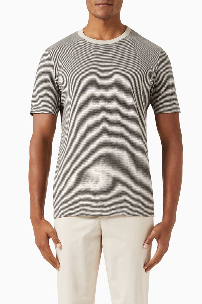 Striped T-shirt in Cotton Jersey, Neutral