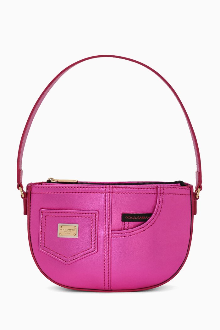 

Shoulder Bag in Foiled Nappa Leather, Purple
