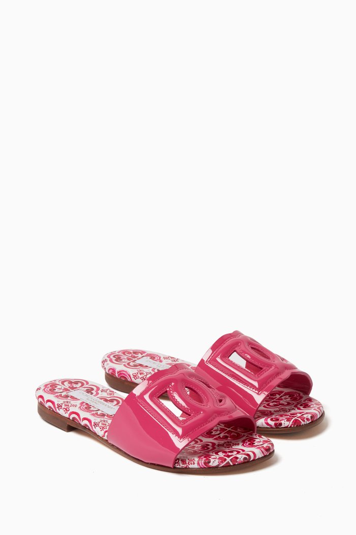 

Logo Sandals in Leather, Pink