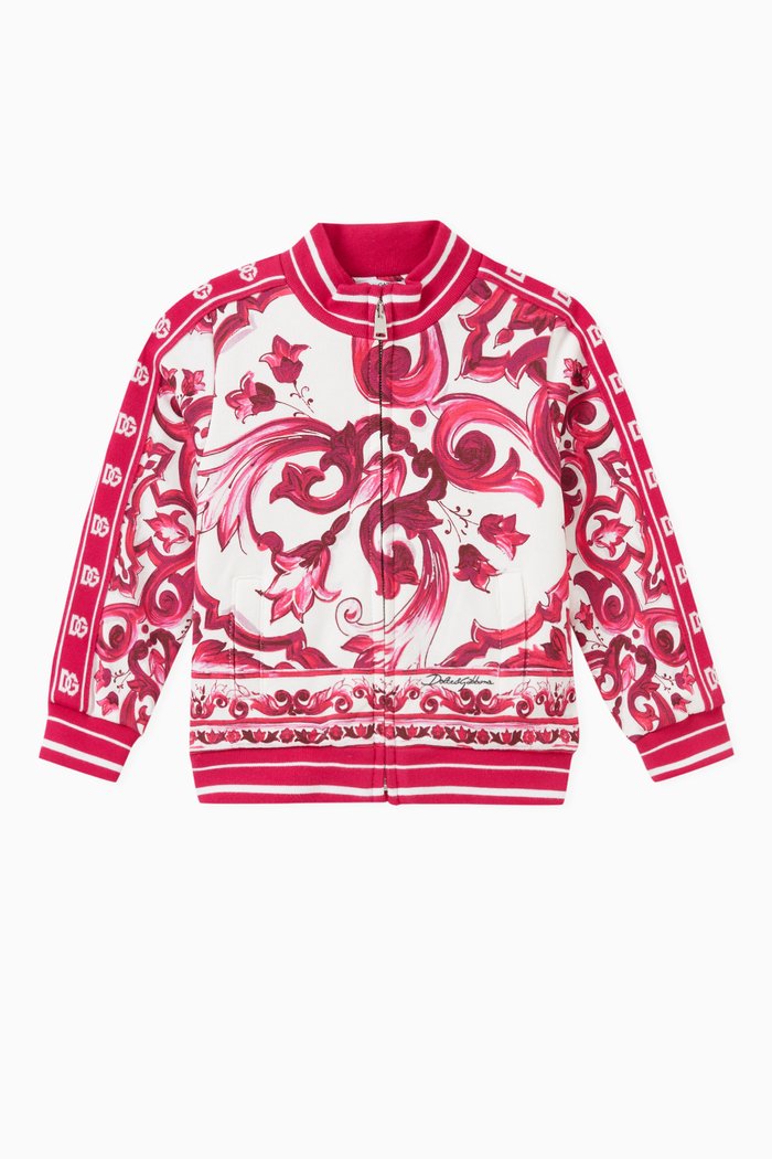 

Majolica Print Sweater in Cotton, Pink