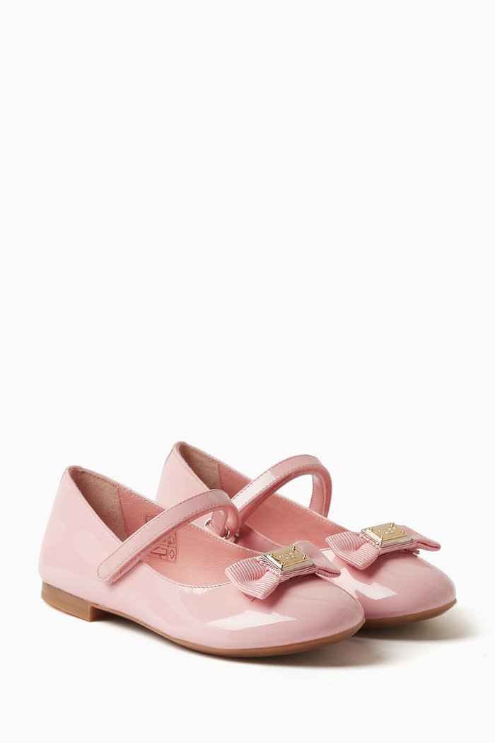 

Bow Ballerina Flats in Patent Leather, Pink