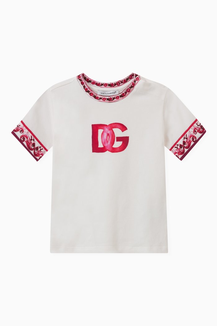 

Majolica-print Logo T-shirt in Cotton, Pink