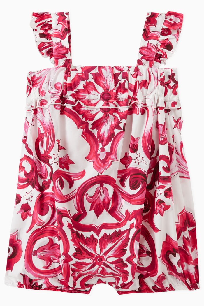 

Majolica-print Romper in Cotton, Pink