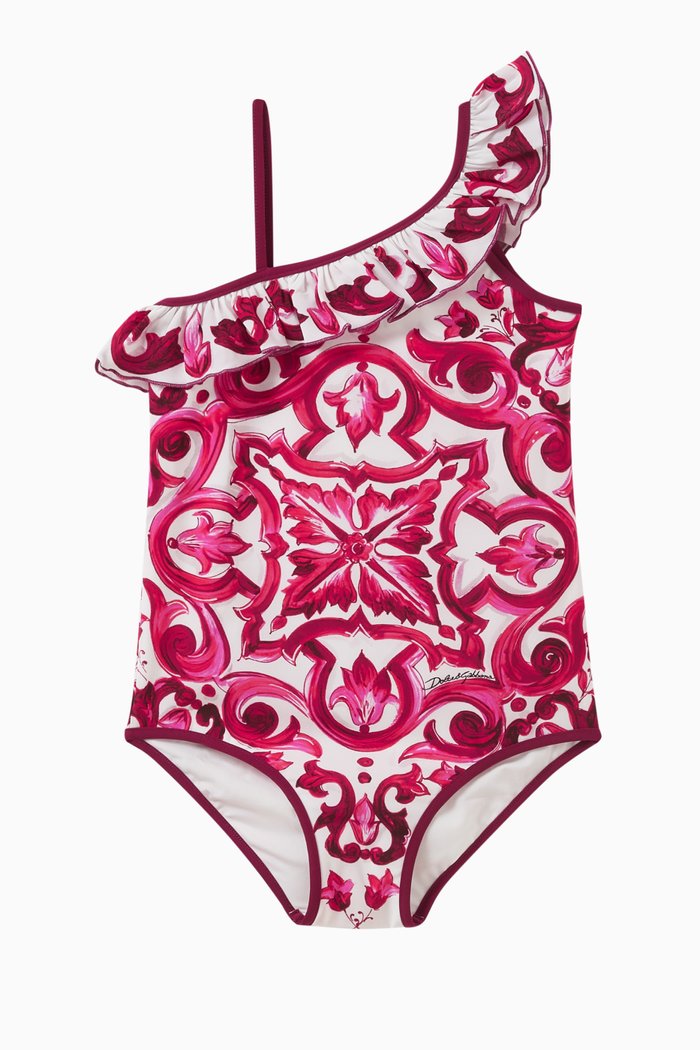 

Majolica-print One-piece Swimsuit, Pink
