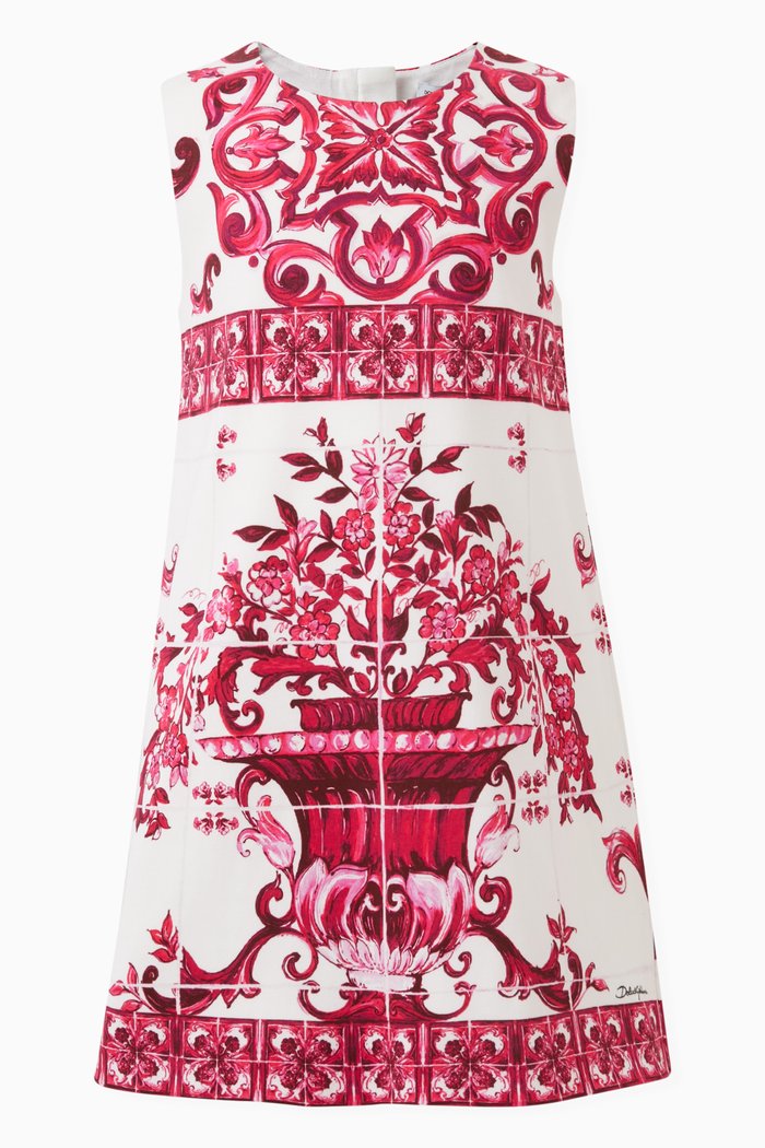 

Majolica-print Dress in Cotton-blend, Pink