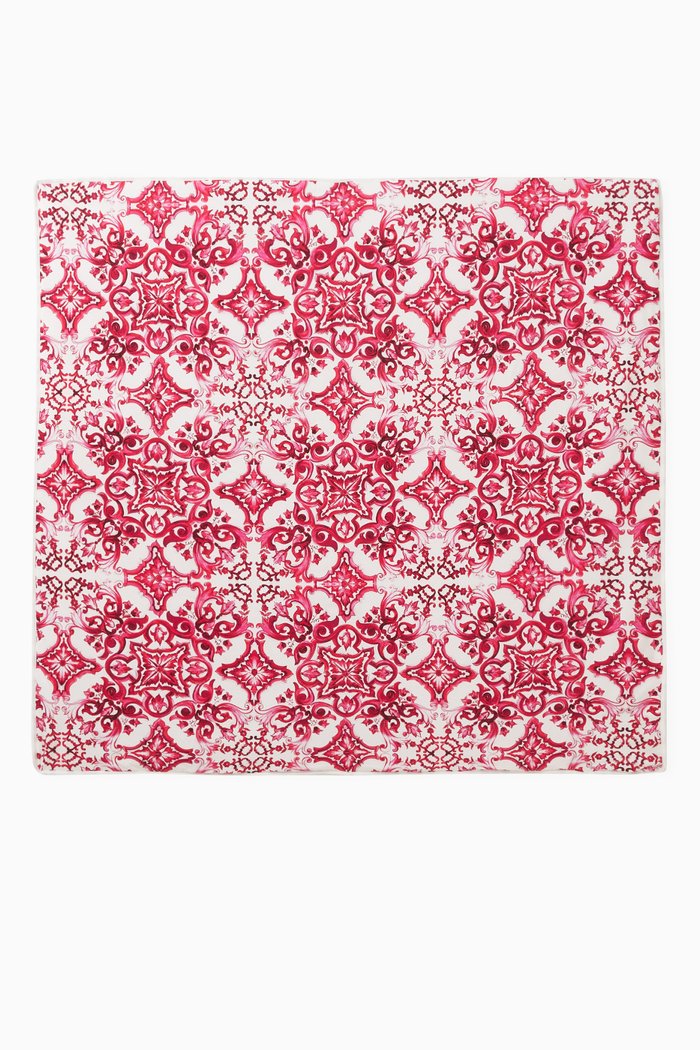 

Majolica-print Blanket in Cotton, Pink