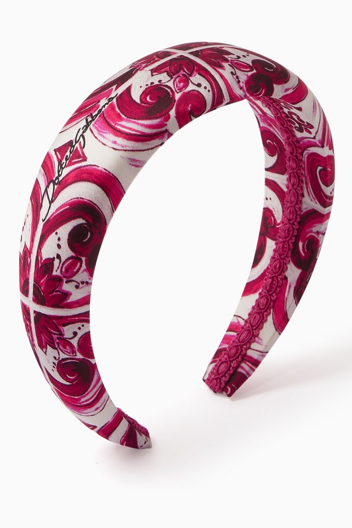 

Maiolica-print Headband in Satin, Pink