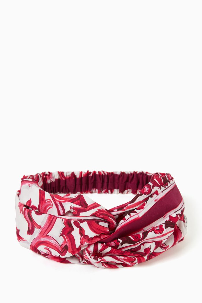

Majolica-print Headband in Satin, Pink