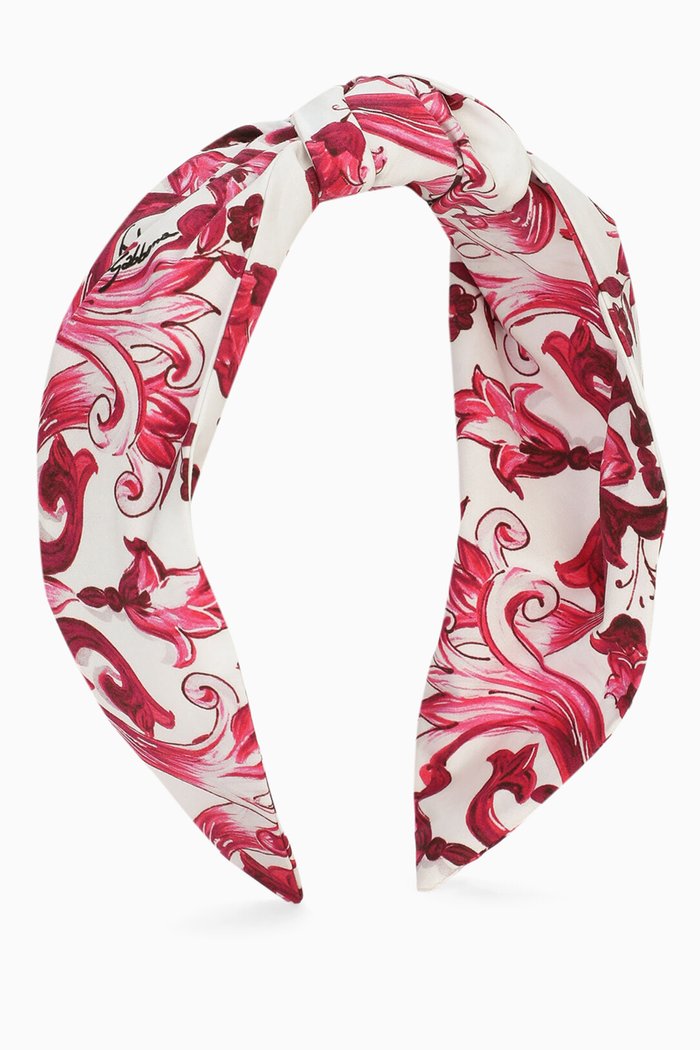 

Majolica-print Headband in Cotton, Pink