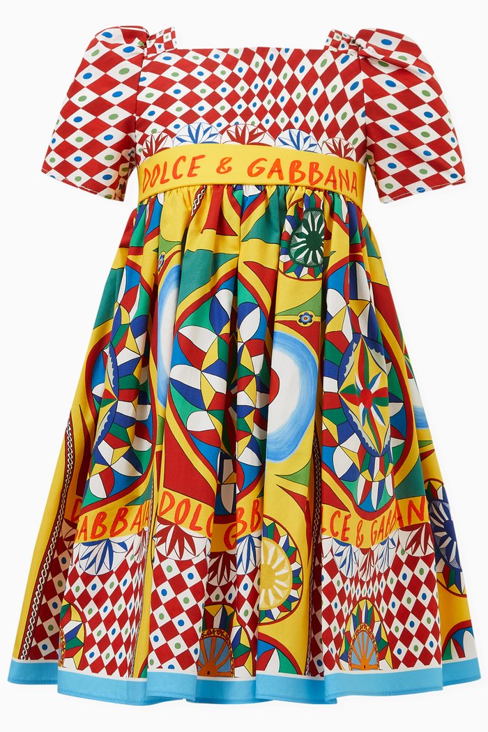 

Carretto Print Poplin Dress in Cotton, Multicolour