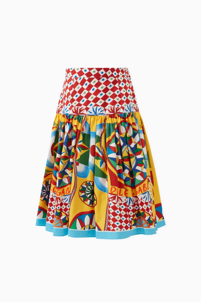 

Carretto Print Skirt in Cotton, Multicolour