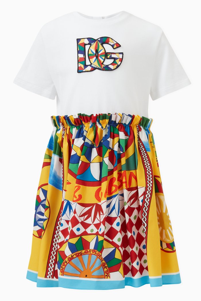 

Carretto Print Skirt Dress in Cotton, Multicolour