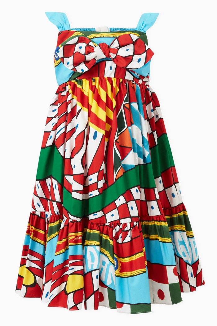 

Carretto Print Dress in Cotton, Multicolour