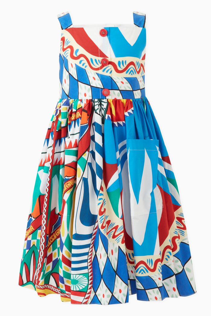 

Carretto Print Dress in Cotton Poplin, Multicolour