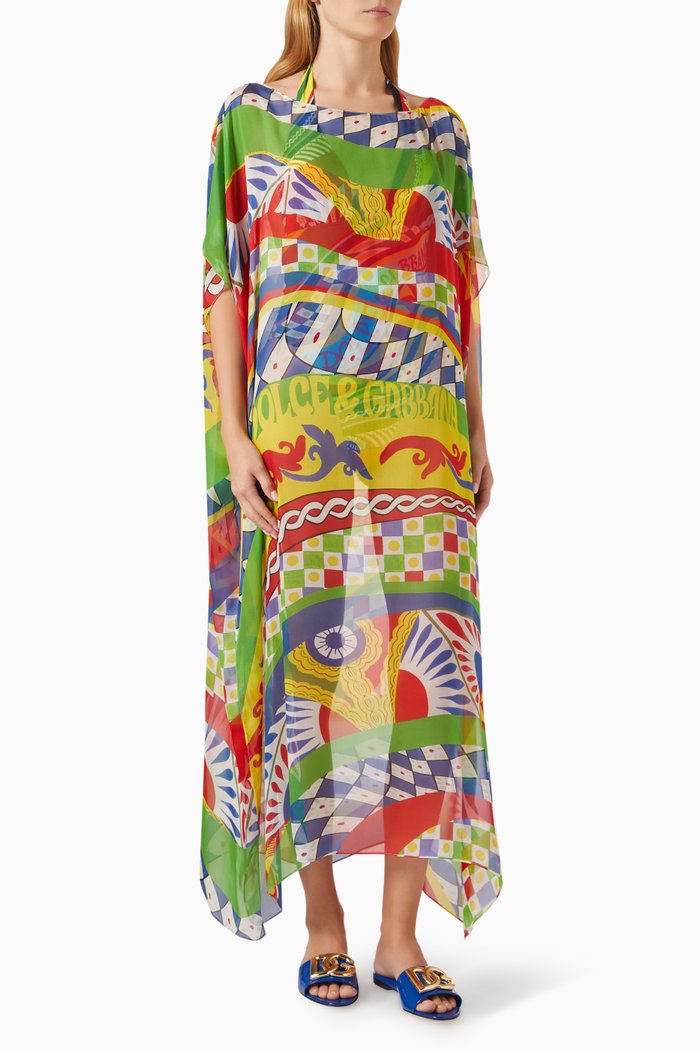 

Carretto-print Kaftan in Chiffon, Multicolour