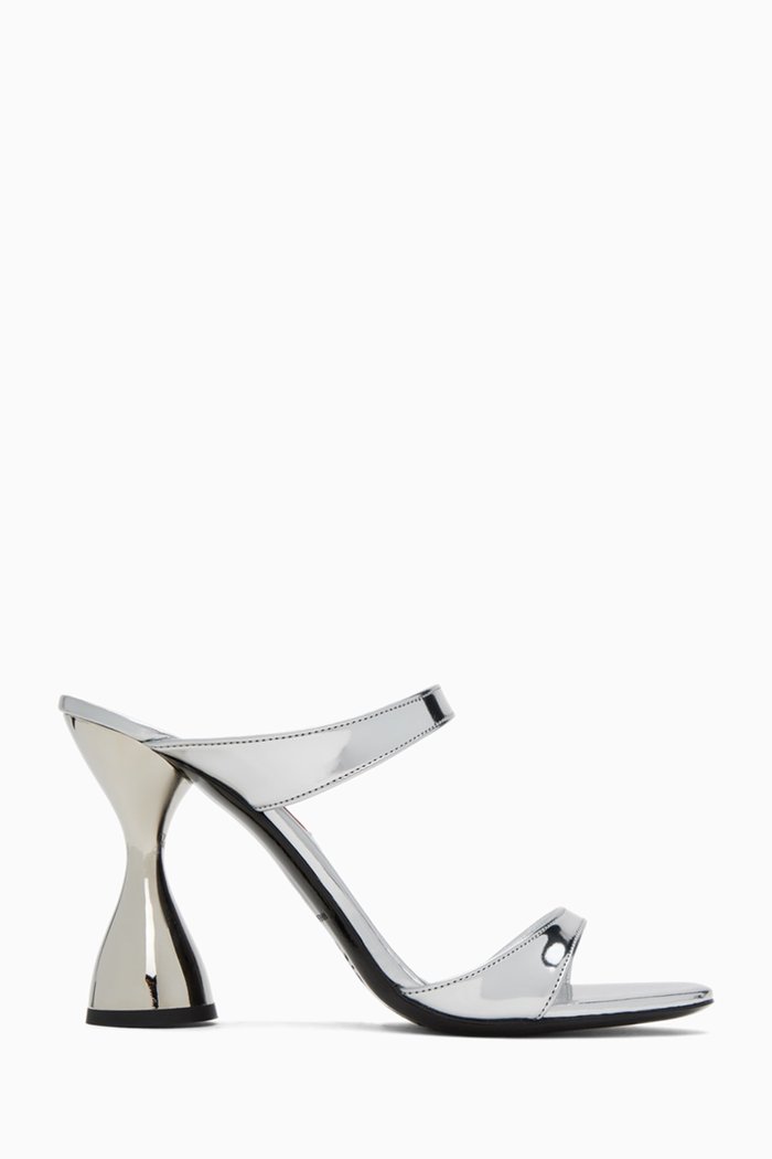 

Verner Double Strap 105 Mules in Metallic Leather, Silver